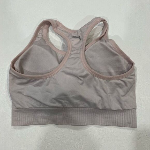 Puma Sports Bra Mauve Pink Iridescent Logo Racerback Size Small - Picture 2 of 5